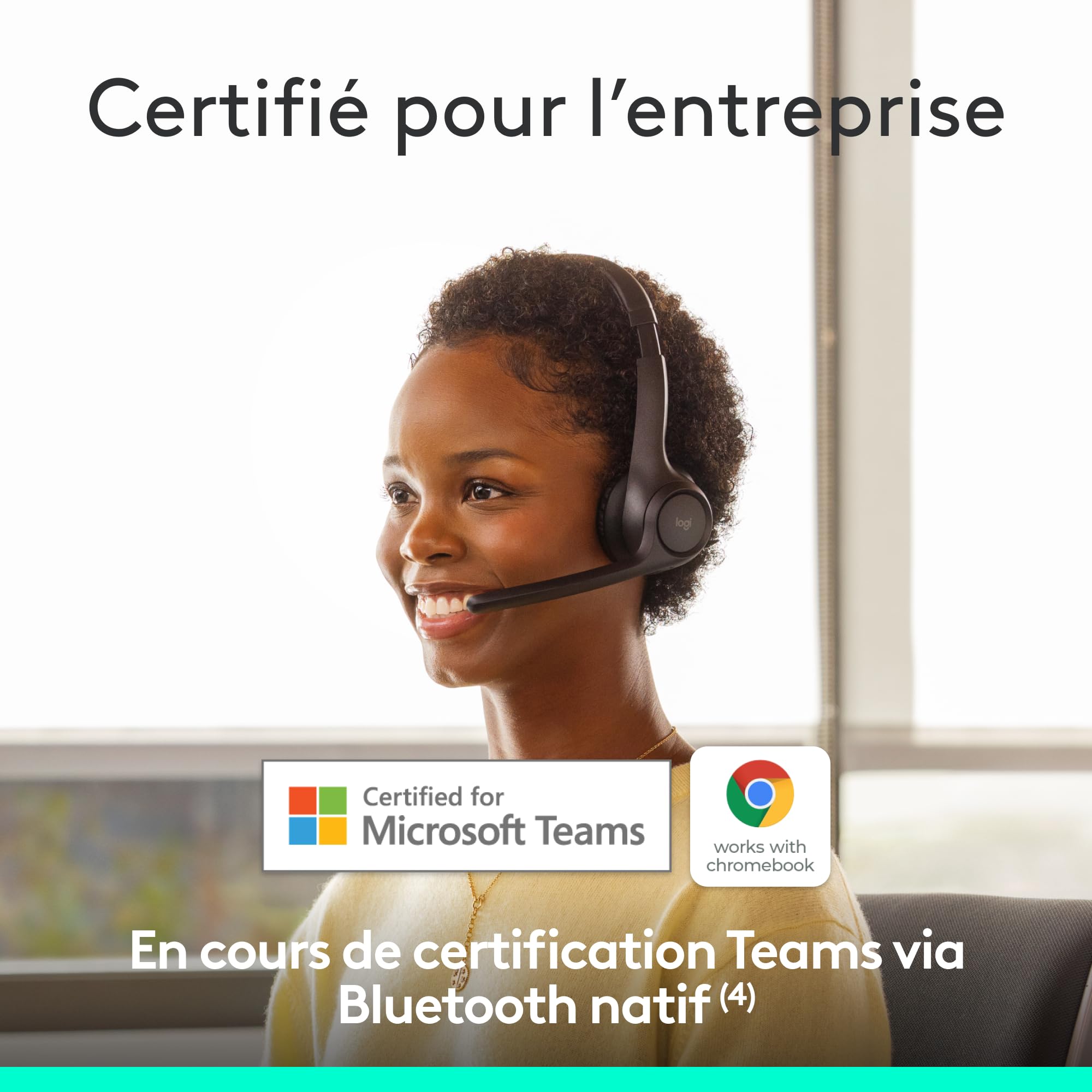 Logitech Zone 305 for Business, Casque Bluetooth sans Fil avec Microphone, Bluetooth natif, pour Microsoft Teams, Compatible avec Windows, Mac, Chrome, Linux, iOS, iPadOS, Android - Noir