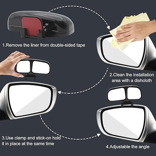 Miniatura 3 de Espejo de punto ciego, espejos retrovisores para automóvil, espejo auxiliar universal para automóvil, vidrio verdadero HD, espejo auxiliar de doble