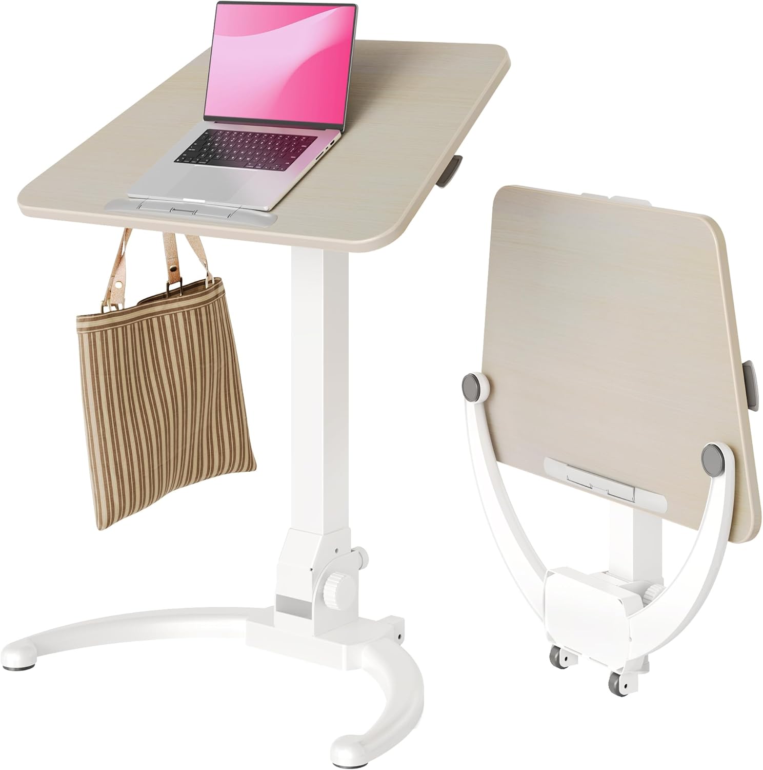 Claiks Mobile Standing Desk, Small Rolling Standing Desk, Pneumatic