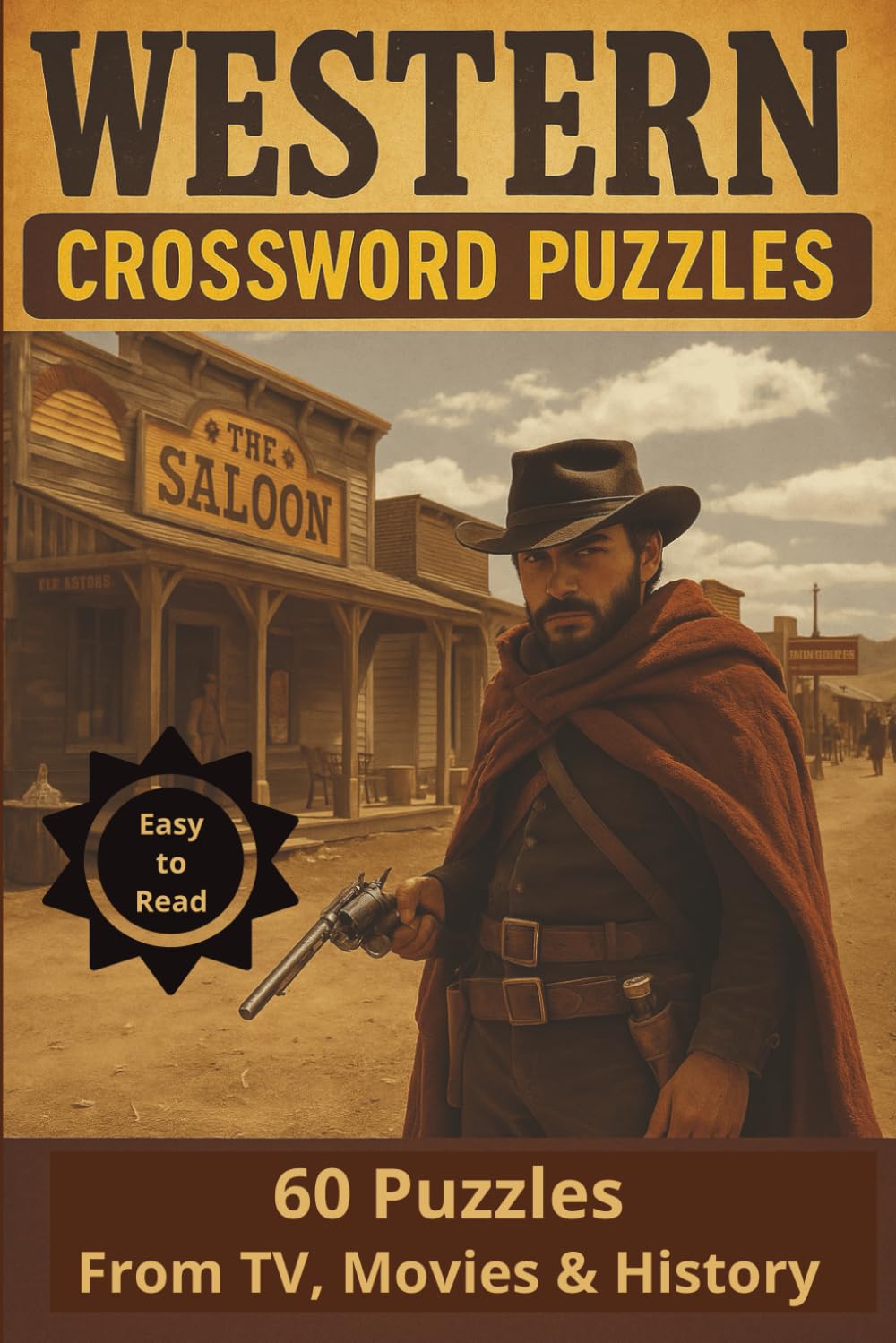 Western Crossword Puzzles: Puzzles From TV, Movies & History about Cowboys, the Wild West and More | 6x9 inches , 60 Puzzles, 120 pages | Gift for Vacations, Holidays and Relaxation
