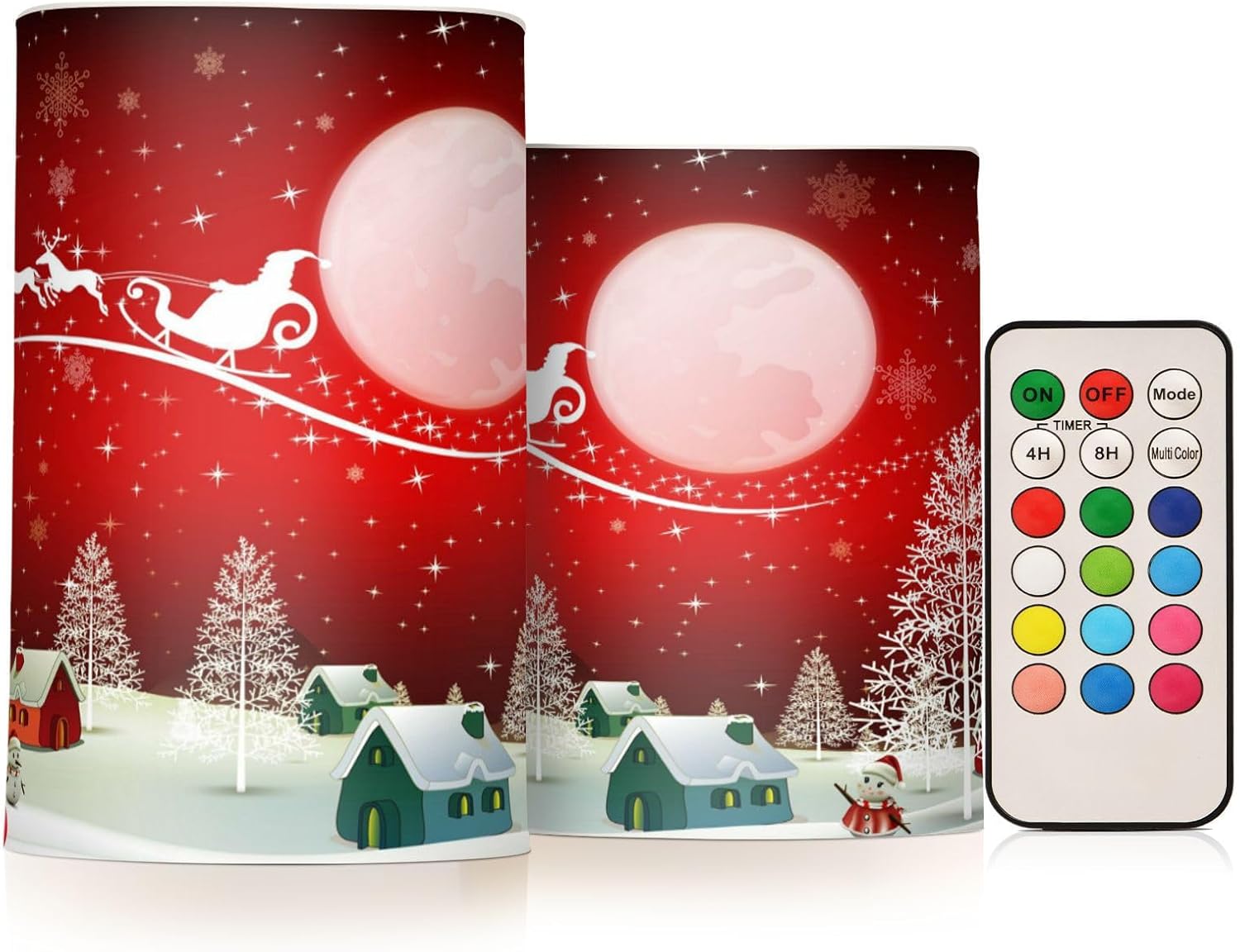 ALAZA Christmas Snowman and Santa Flickering Flameless