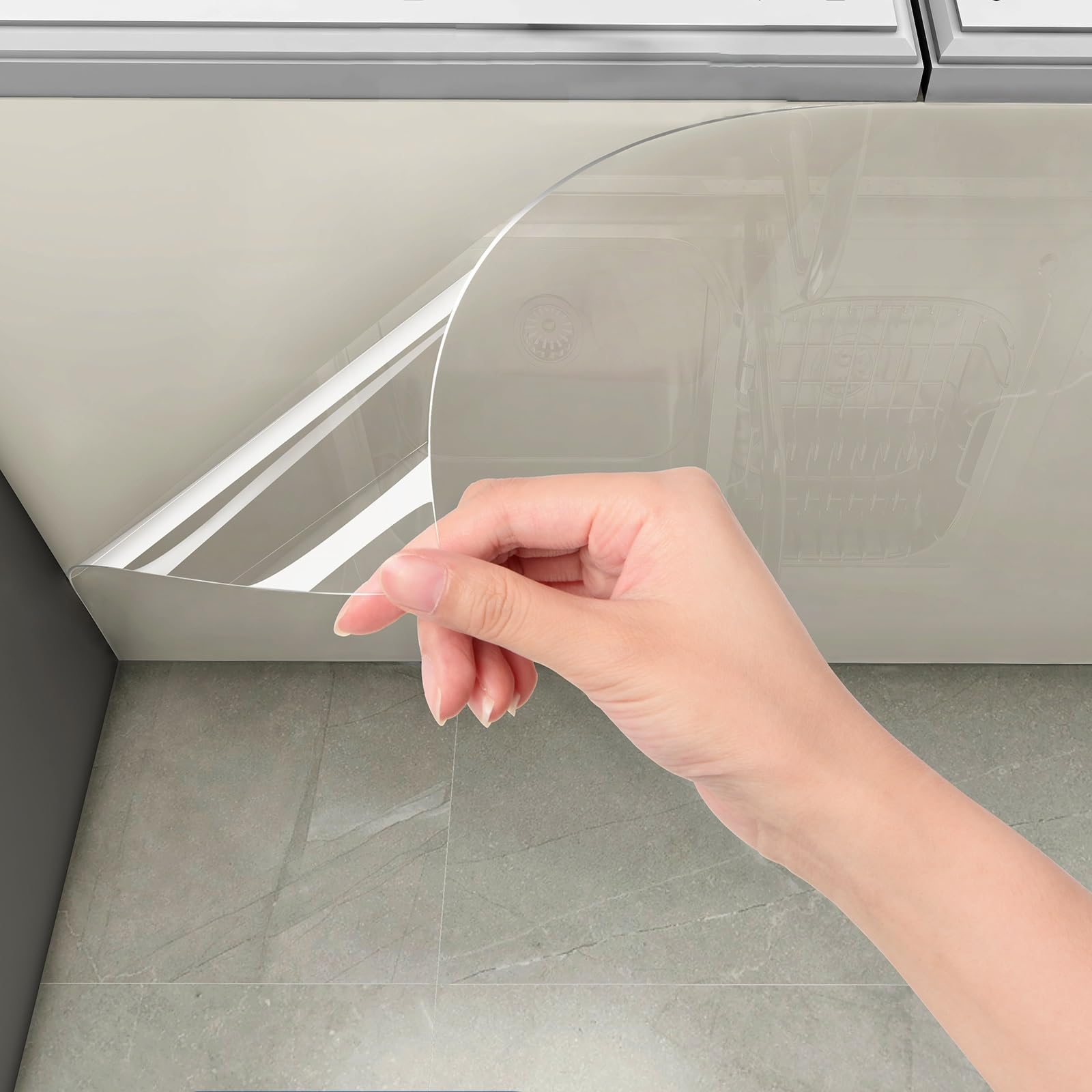 RENLXFI Furniture Protection Film for Cabinets, Clear Contact Paper Peel and Stick for Kitchen/Office/Retail Shops, Oil Proof Wall Tabletop Protector Roll(40x150in/102x381cm)