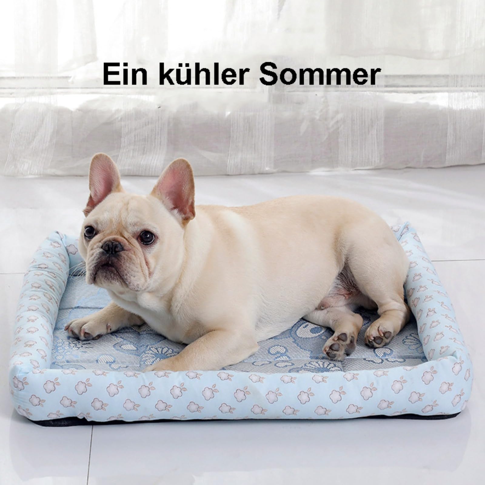 Kühlmatte für Hunde Katzen, Selbstkühlend Haustiermatte, Kühlpad Kühlkissen, rutschfeste Komfortabel Kühlbett für Zuhause, Auto Und Garten (Hellgrau,L(60x50 cm, 10 kg oder weniger))