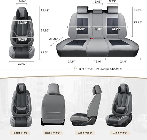Miniatura 363 de Coverado - Fundas para asientos delanteros de automóvil, 2 piezas - Cojín de piel Nappa, protectores impermeables de ajuste universal para sedanes