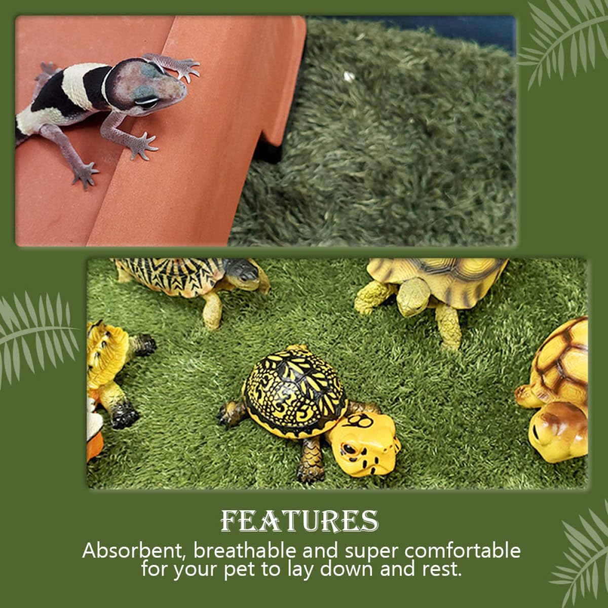 Tapis Gazon Artificiel Décoratif en Coton Respirant et et Super Confortable pour Reptiles et Tortues pour Terrarium Habitat Humide