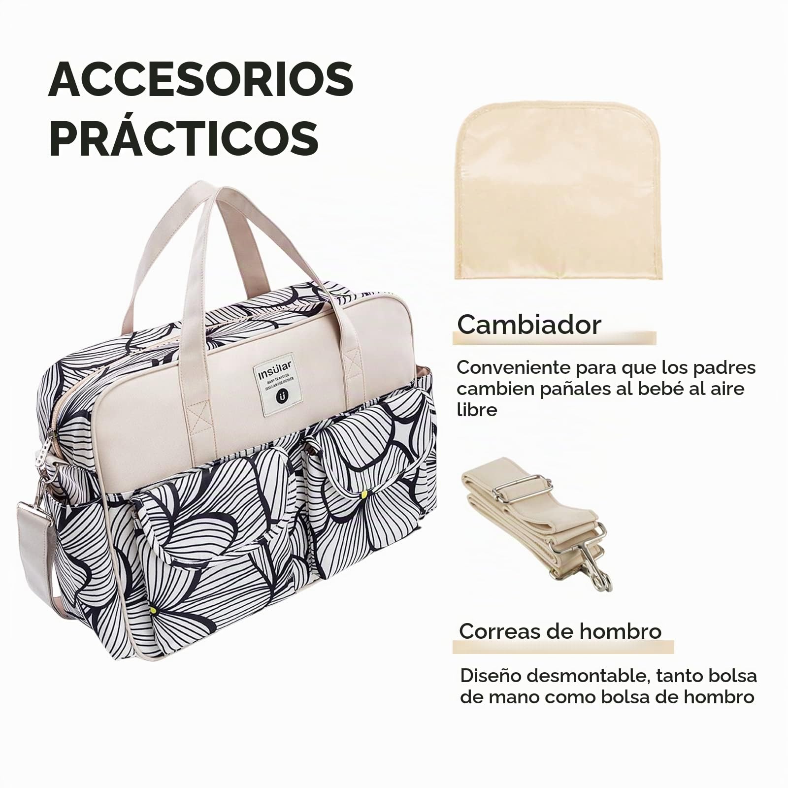 SONARIN Gran Capacidad Bolsa de Pañales para Bebés,Materna Messenger Bolsos Bandolera Bolsa de Viaje para Pañales Multifunción Impermeable con Correa de Hombro & Cambiador