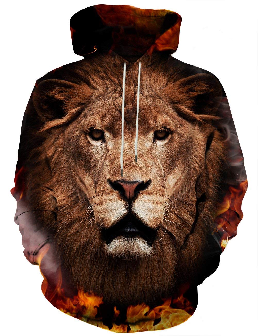 Unisex 3D Novelty Hoodies for Men Women Cool Graphic Pullover Sweatshirts with Pockets-Lion-yellow-1-Medium
