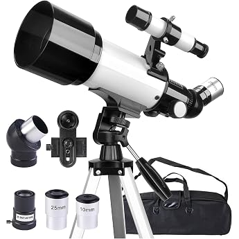 Misilmp Adult Telescope with Lenses, Mobile Phone Holder, Carry Bag, 70 mm Aperture 400 mm Refractor Telescopes for Beginners