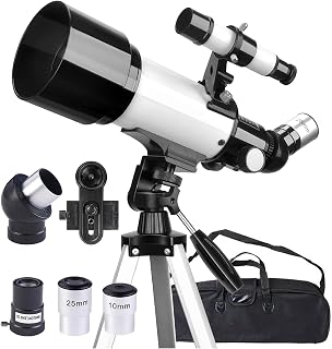 Teleskop Erwachsene, inkl. Linsen, Handyhalterung, Tragetasche, 70mm Aperture 400mm Refraktor Teleskope für Anfänger & Kinder, Tragbares Stativ Astronomie Erwachsene Fernrohr Telescope (Weiß)