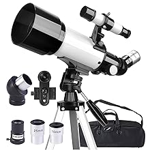 Teleskop Erwachsene, inkl. Linsen, Handyhalterung, Tragetasche, 70mm Aperture 400mm Refraktor Teleskope für Anfänger & Kinder, Tragbares Stativ Astronomie Erwachsene Fernrohr Telescope (Weiß)