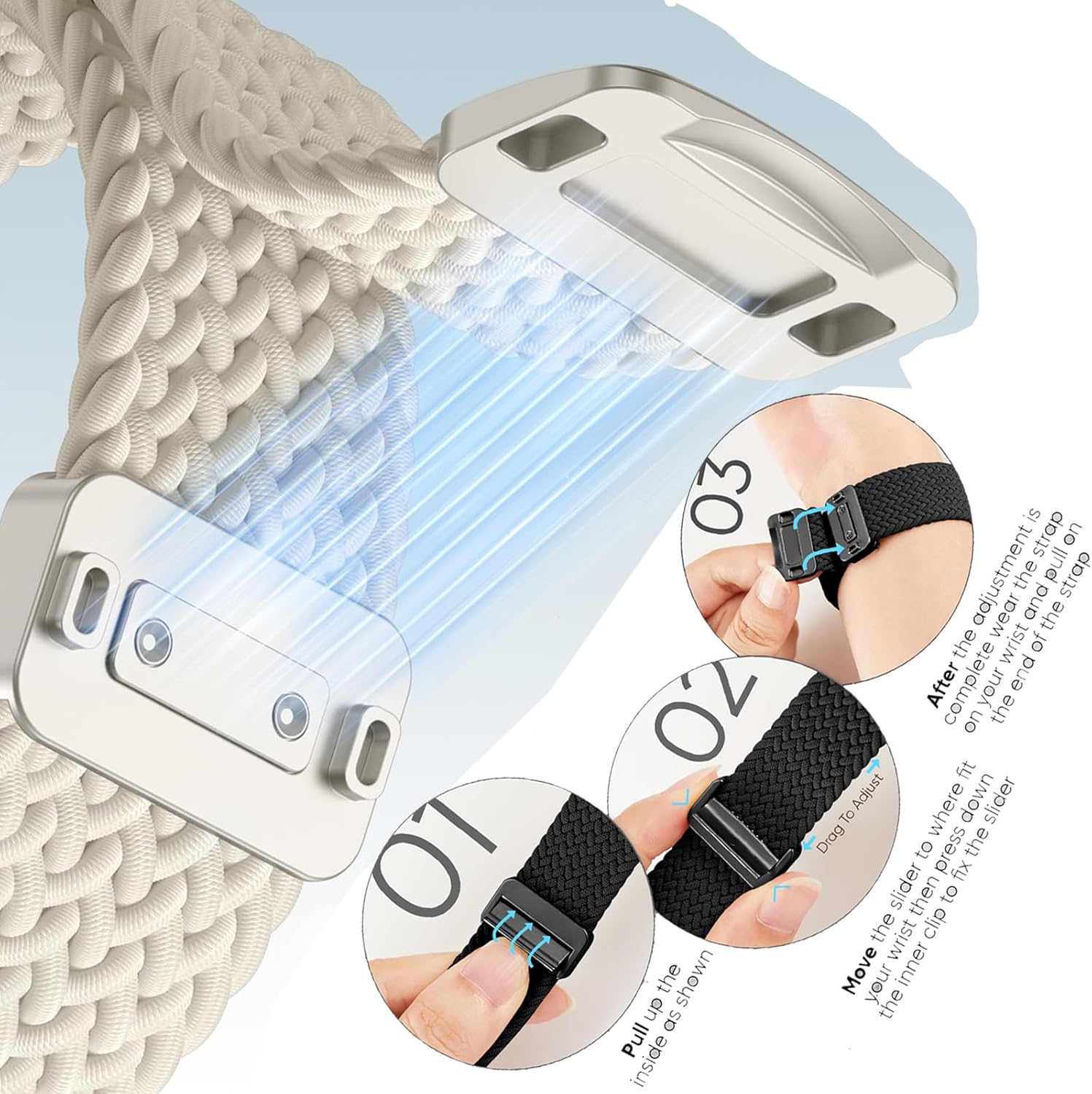 3 Pack Braided Sport Loop Band Compatible with Apple Watch Bands Ultra 3&2 1 49mm 46mm 45mm 44mm 42mm 41mm 40mm 38mm Men Women; Stretchy Nylon Solo Loop Strap for iWatch Series 11 10 9 8 7 6 SE 5 4 3 - Image 3