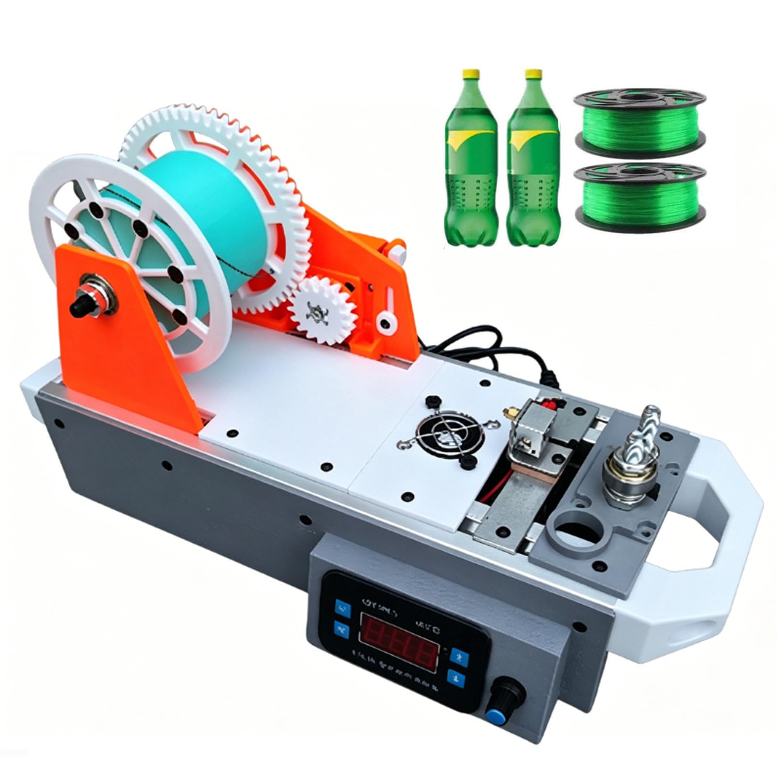 Pvxa Recycled PET Bottle Recycler, 3D Printed Bottle Recycler, Desktop Filament Extruder Machine, Pultruded 3D Filament from Plastic Bottles, for Families, Small Studios Grey