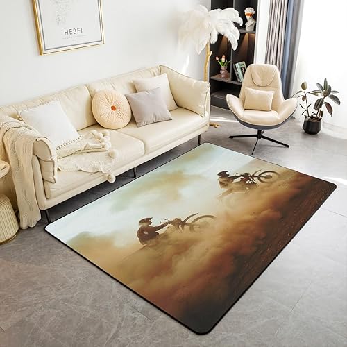 Alfombra antideslizante de 5 x 7 pies para sala de estar, dormitorio, motocross, deportes, alfombra decorativa súper acogedora, alfombra decorativa