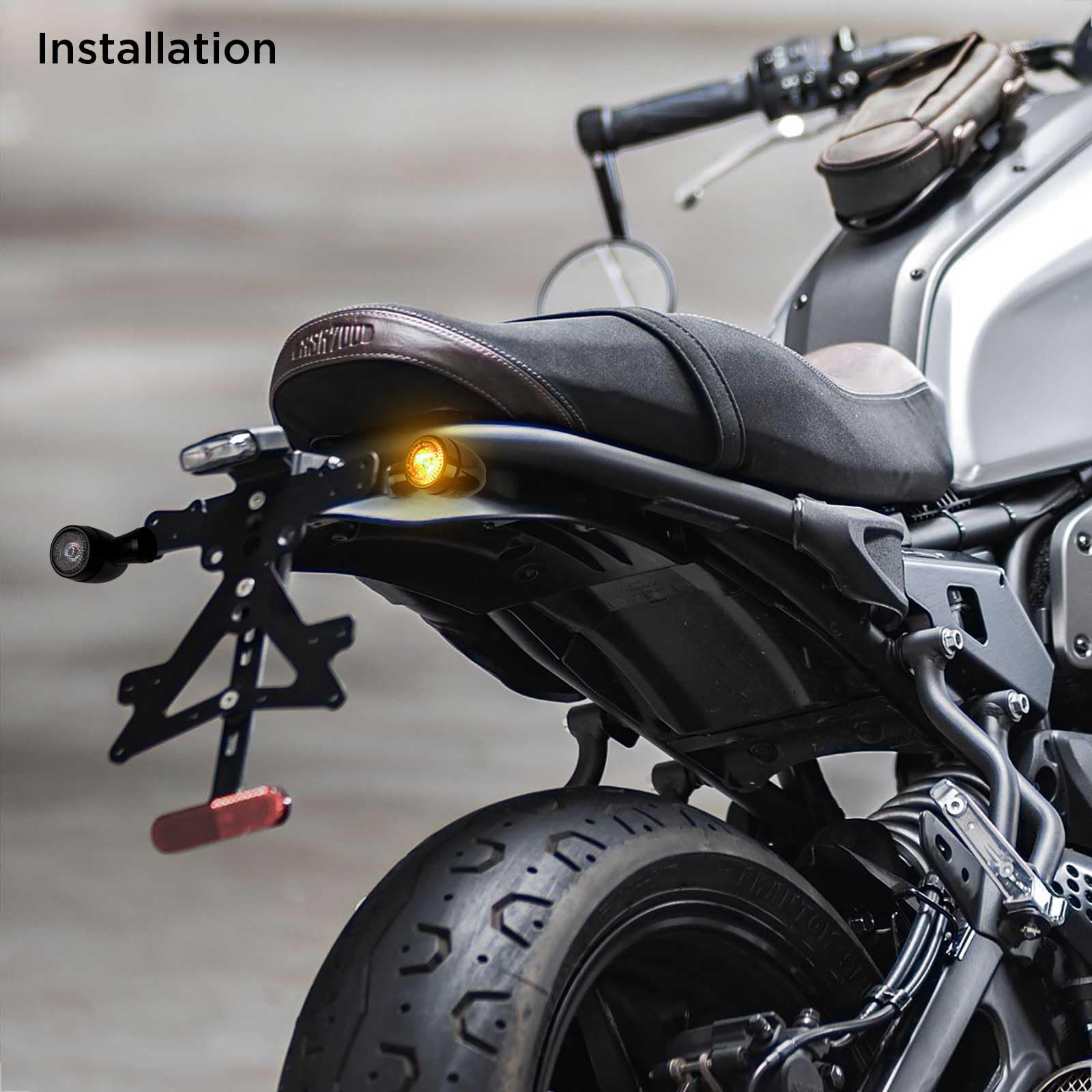 evermotor 3in1 Mini LED Blinker Motorrad E Geprüft, CNC-Verfahre 12V 2 Stück, für e Motorrad Scooter, E32 Universal Blinker Bullet Aluminiumschale, Amber&Rot Sehr Schön Helles Licht