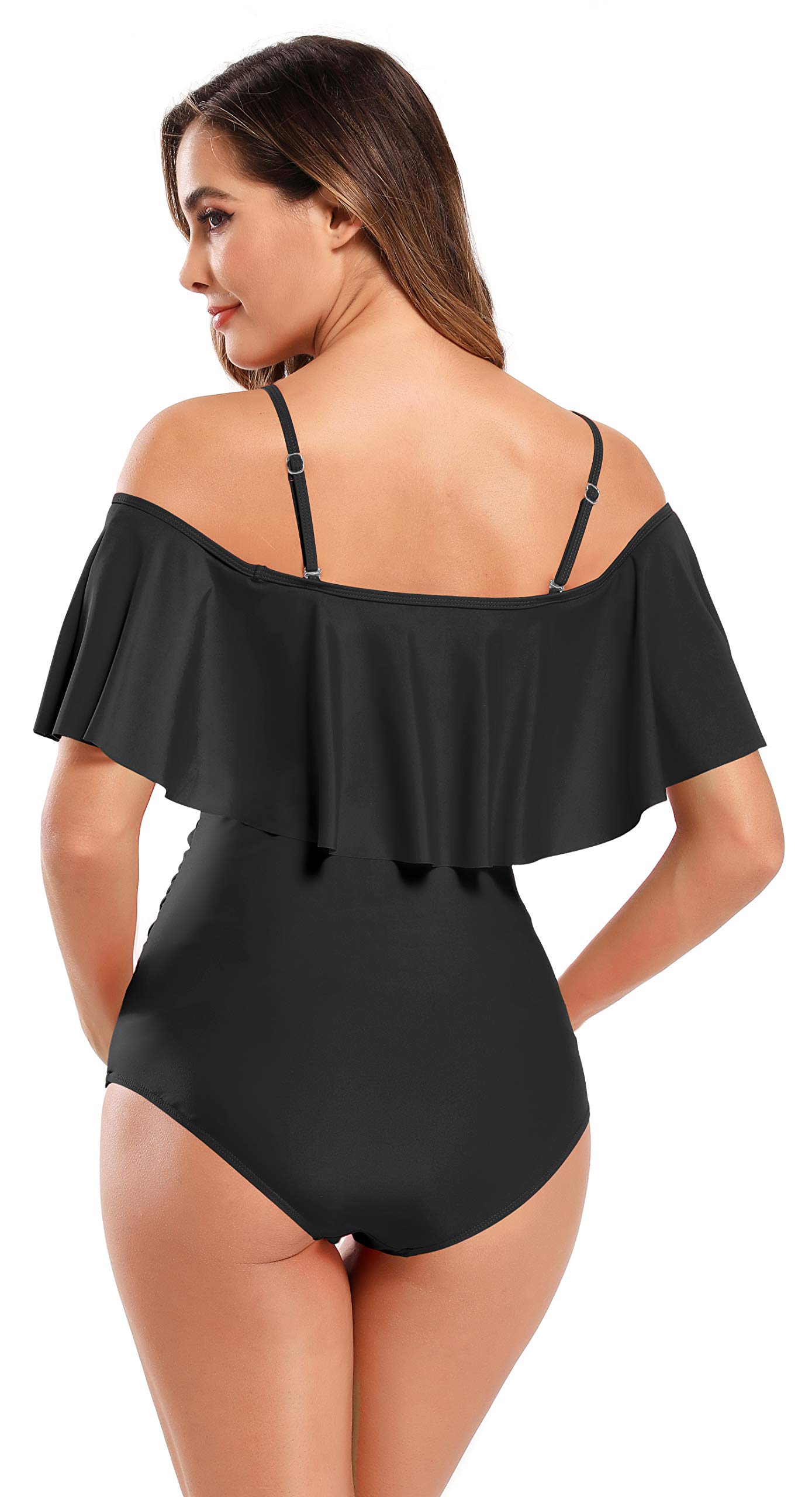 SHEKINI Maternity Einteiliger Badeanzug Damen Rüschen Bandeau Ruched Verstellbarer Bikini Grosse Grössen Umstandsbadeanzug Einteiliger Bikini Schwangerschaft