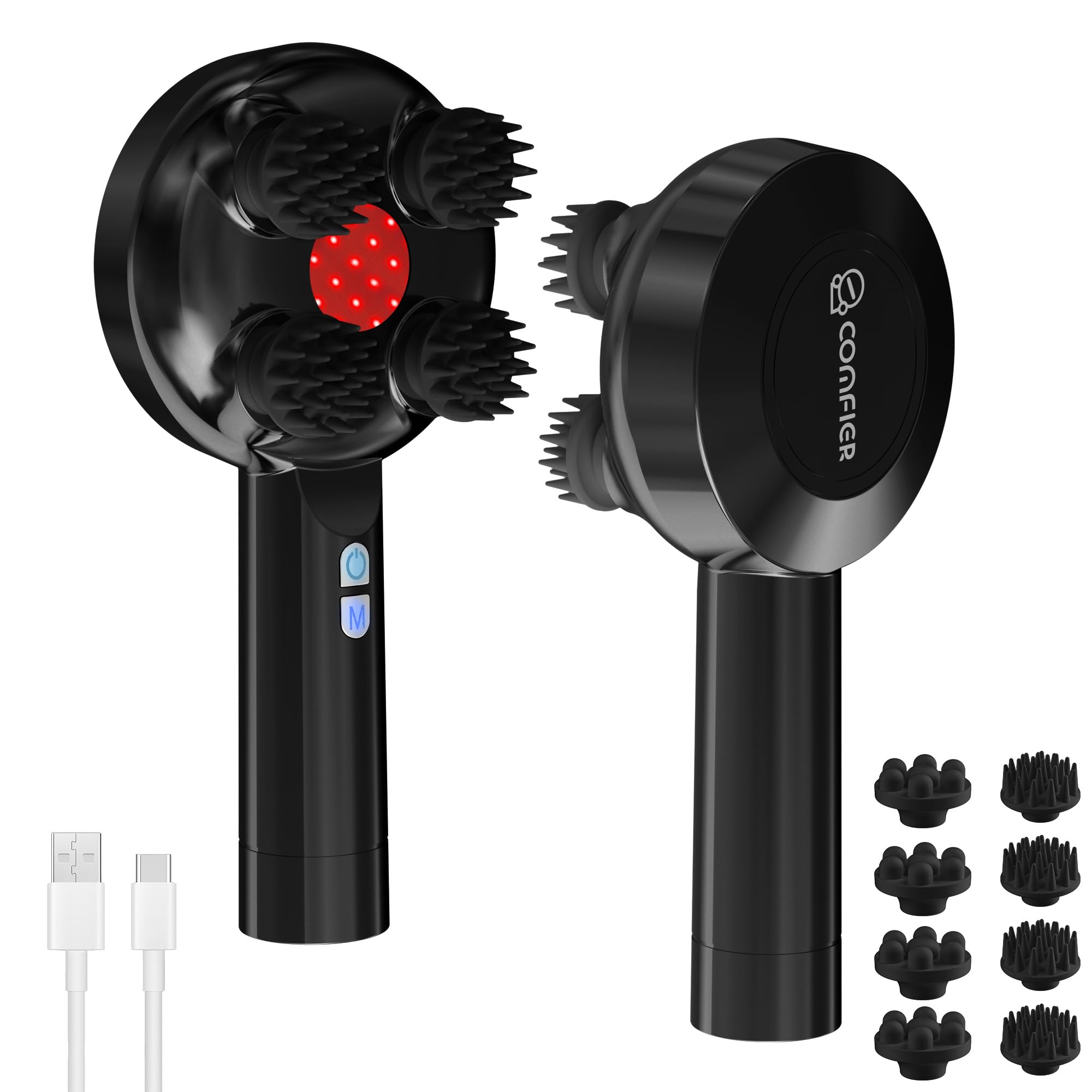 COMFIER Handheld Scalp Massager Hair Growth Cordless Hair Head Massager with 3 Modes 8 Silicone Claws IPX7 Waterproof