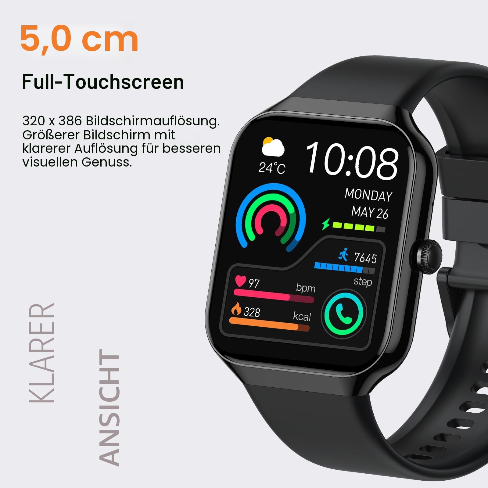 Smartwatch Herren Damen, 1.96" HD Fitnessuhr Herzfrequenz Schlafmonitor