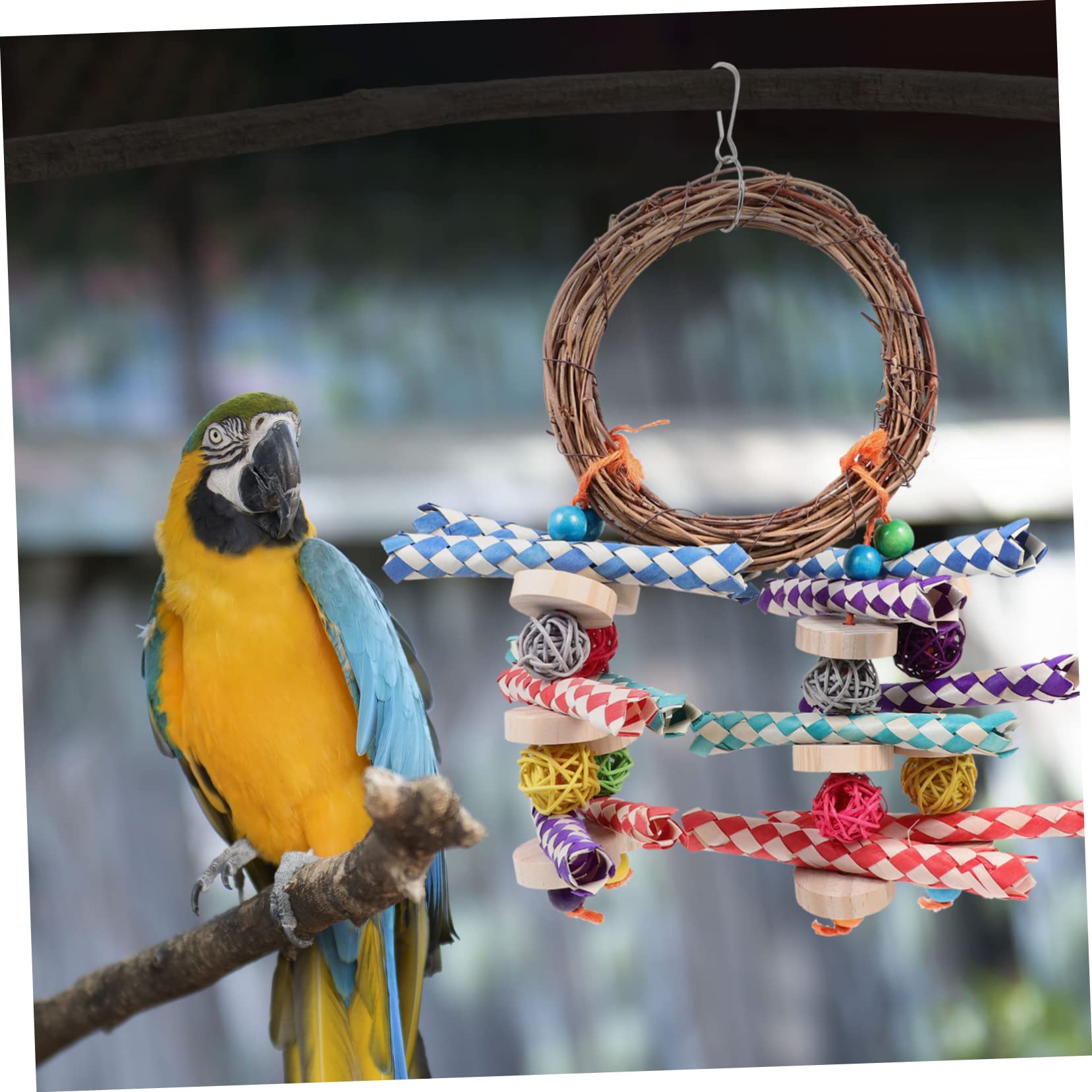 GANAZONO Parrot Bird Swing Plaything for Cage Easy to Install for Parakeets Cockatiels Lovebirds Encourages Exercise Coordination