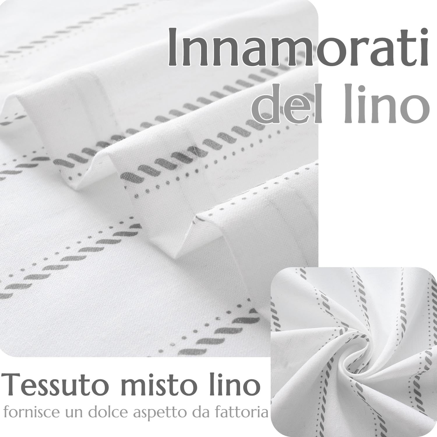 TOPICK Tende Corte In Misto Lino Per Cucina - 65x90 Cm, Set Da 2, Colore Beige, Filtro Luce Per Bagno E Soggiorno, Tascone Per Asta - 2