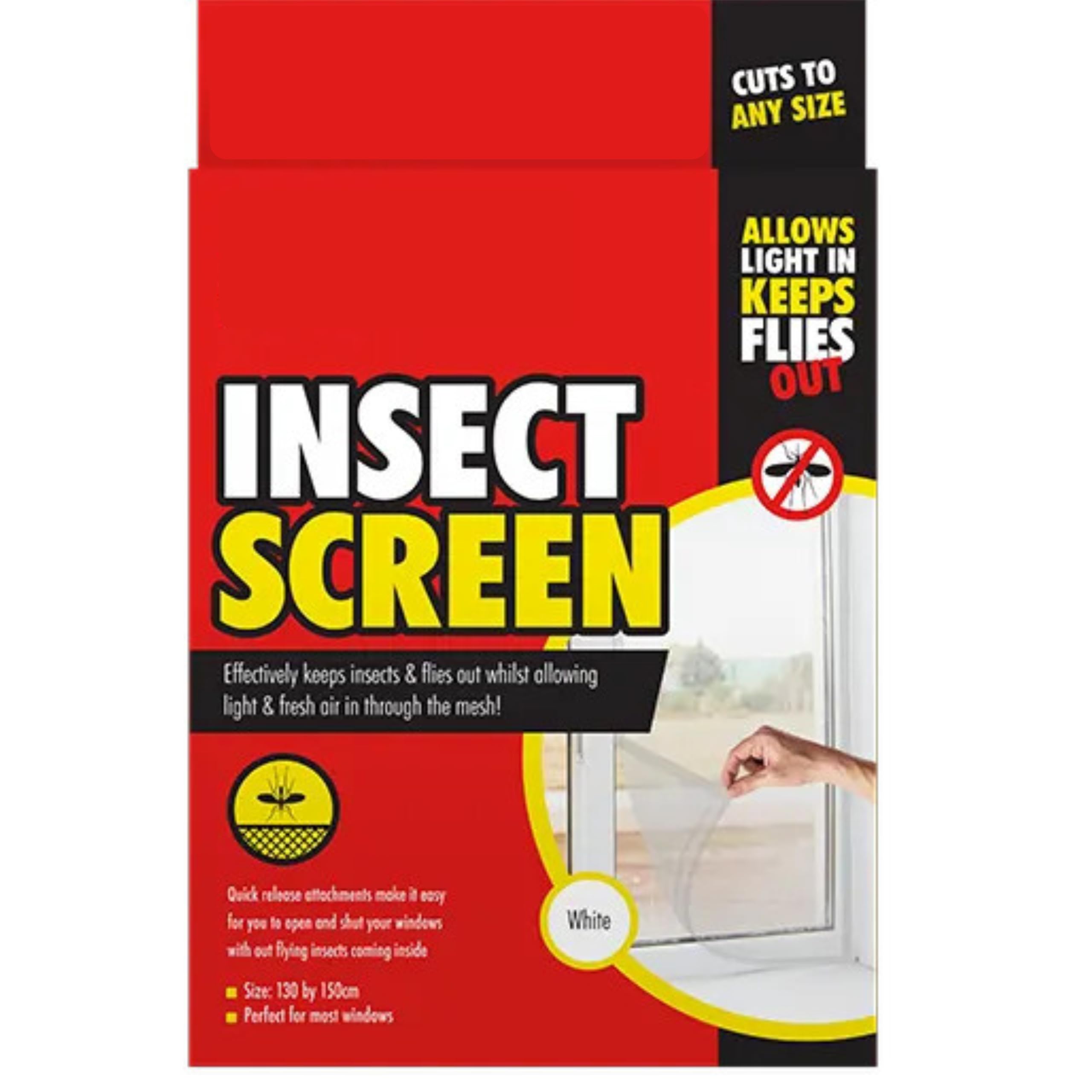 HITHIKA Insect Stop DIY Window Screen with Hook n Loop for Fly Bugs/Flies, Insect Netting Bee Protector 5.6 m roll (130cm x 150cm) White Self-Adhesive Window Screen Mesh, Adjustable Mosquito Window