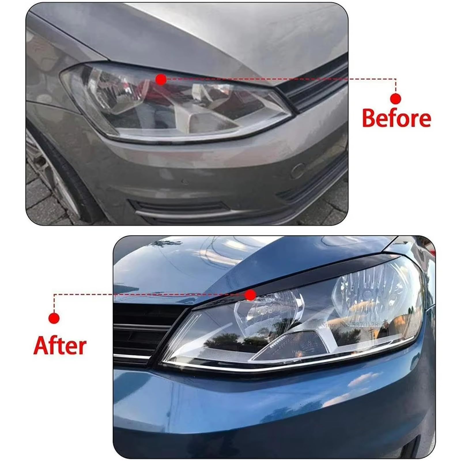 Reflektor brwi do VW do Golf 7 dla M K 7 dla GTI o wyglądzie węgla błyszczący czarny kolor samochodowy przedni reflektor brwi powieka osłona wykończenia