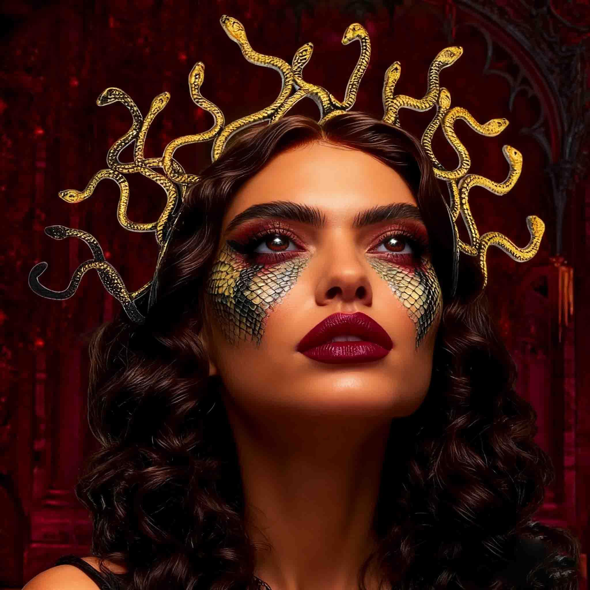 Fashband Medusa Snake Headband Greek Goddess Headbands Halloween Hair Accessories for Women (Gold, One Size) - Image 3
