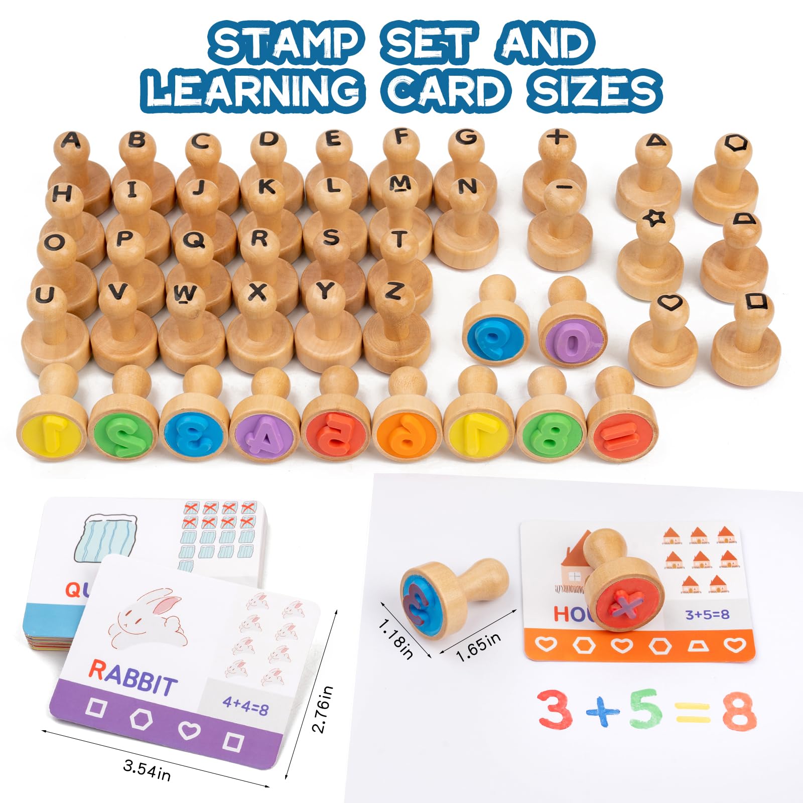 Sellos de números del alfabeto para niños, juego de sellos de letras de ortografía ABC de madera con tarjeta, matemáticas, aprendizaje de números, suministros de artes y manualidades, regalos de 6