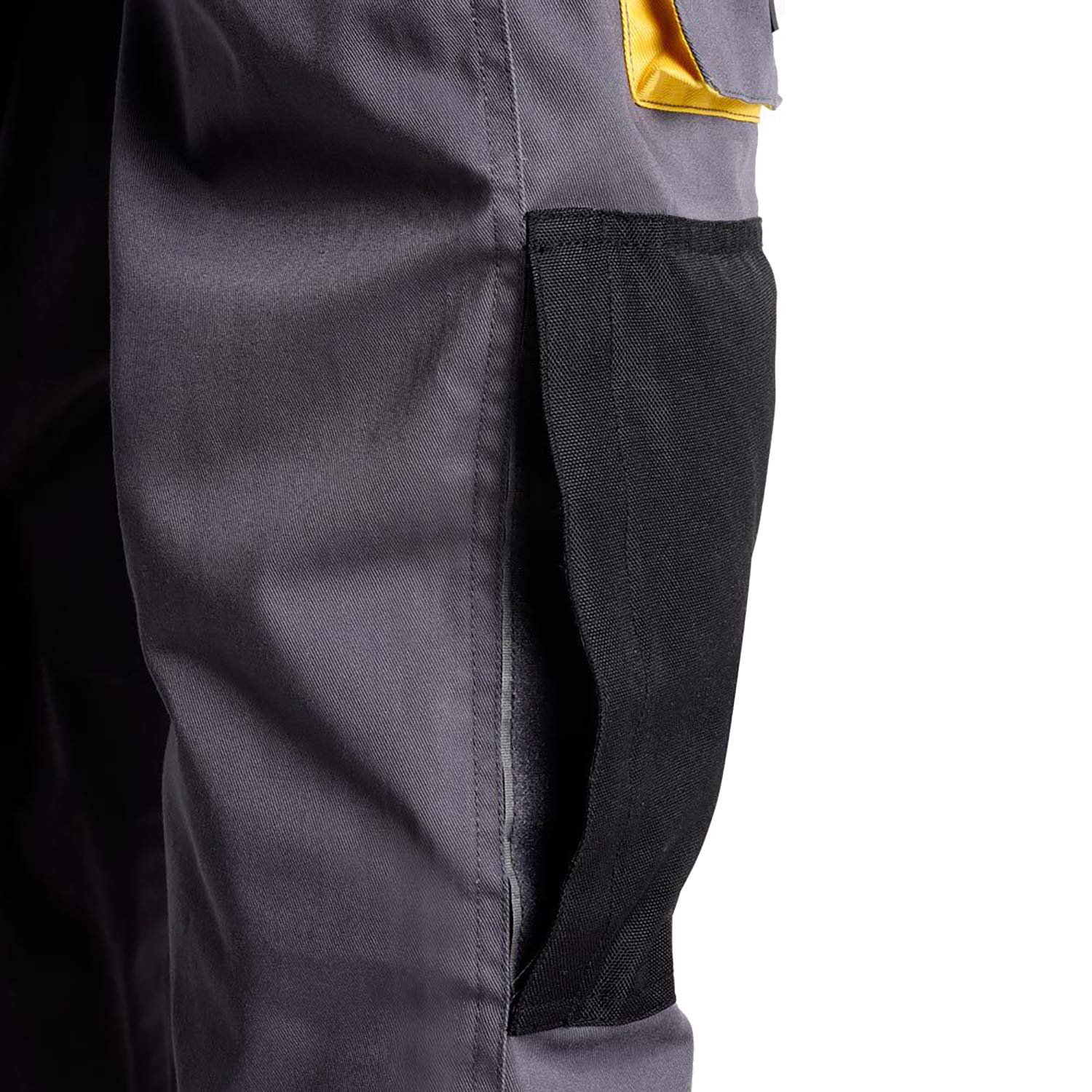 Wolfpack Linea Profesional Pantalones Largos DeTrabajo, Multibolsillos, Resistentes, Rodilla Reforzada, Gris/Amarillo Talla 50/52 XL