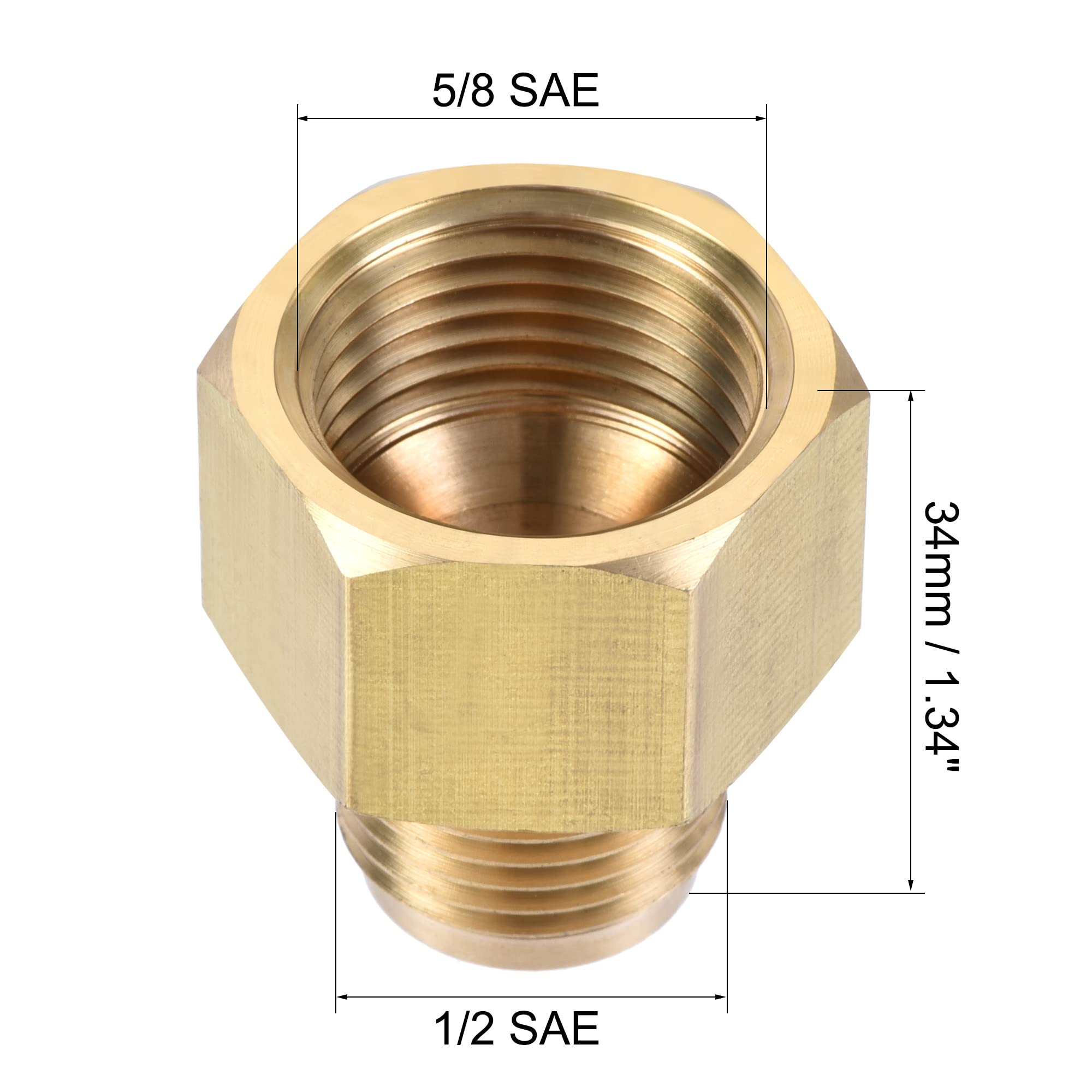 Uxcell Brass Pipe Fitting, 1/2 SAE Flare Male 3/4 SAE Female