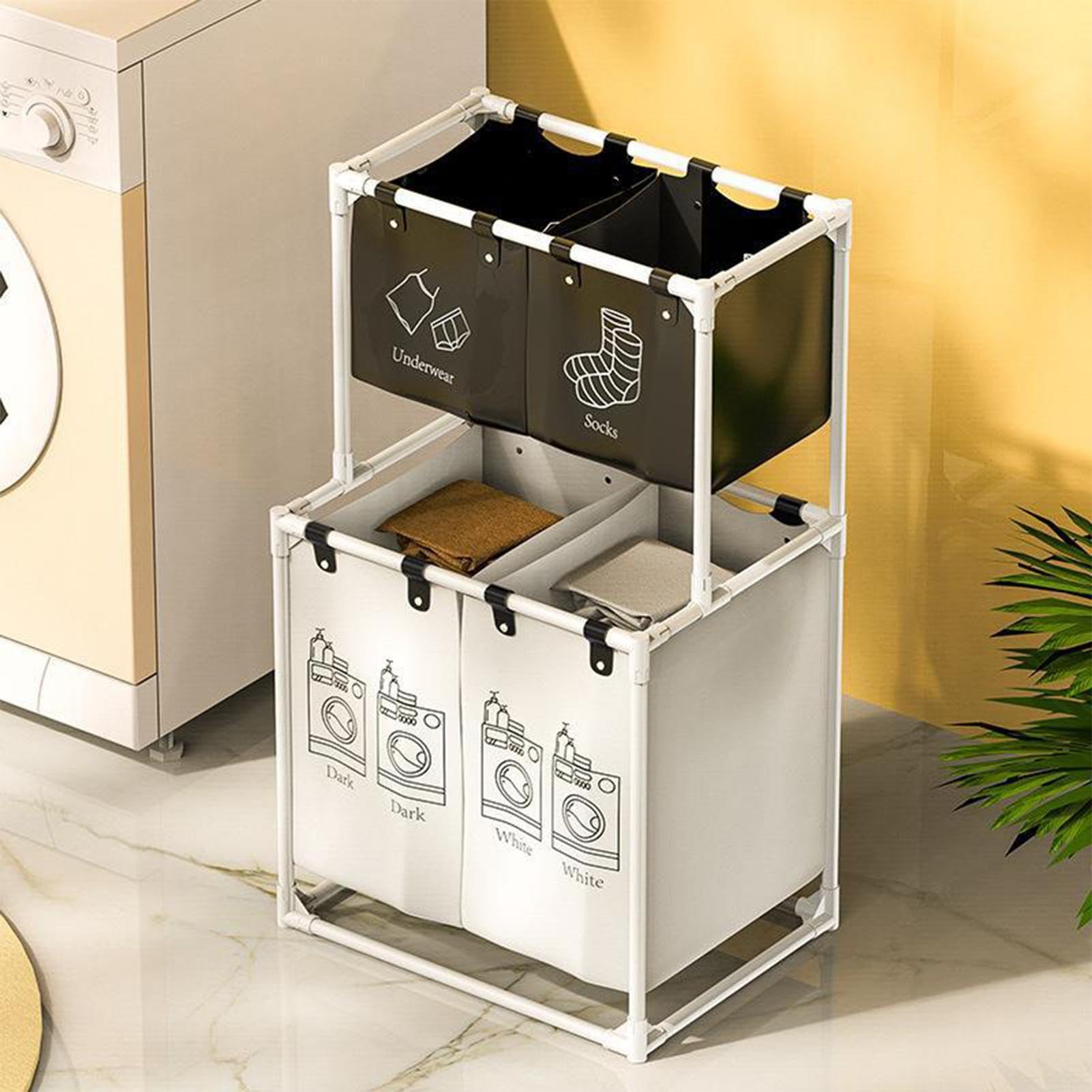 Cesto portabiancheria a più scomparti, cesto portabiancheria diviso, alto per la casa, per organizzare la biancheria e per la casa, ideale come regalo