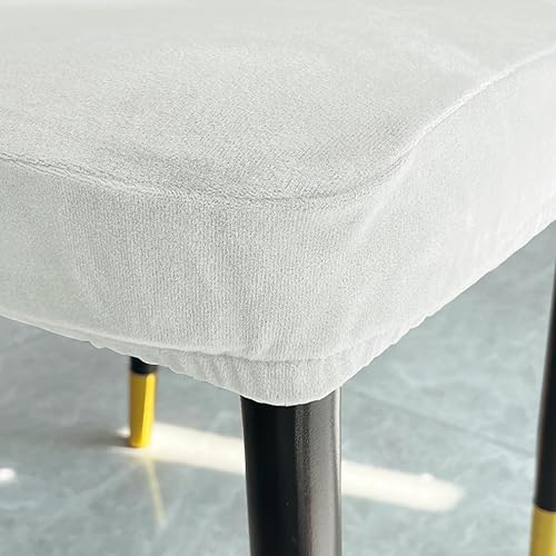 Miniatura 4 de Juego de 6 fundas elásticas de terciopelo para sillas de comedor con banda elástica, extraíbles y lavables, para sillas de comedor, color crema