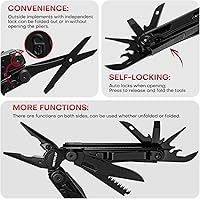 Vista 6 de WETOLS Multiherramienta con cuchillo de bolsillo, alicates de punta de aguja de acero inoxidable 27 en 1 con destornilladores, herramienta multiusos