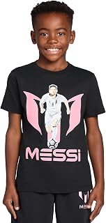 Messi Boys' Lifestyle Short Sleeve T-Shirt, Slim-fit Graphic Tee, Cotton Blend Fabric