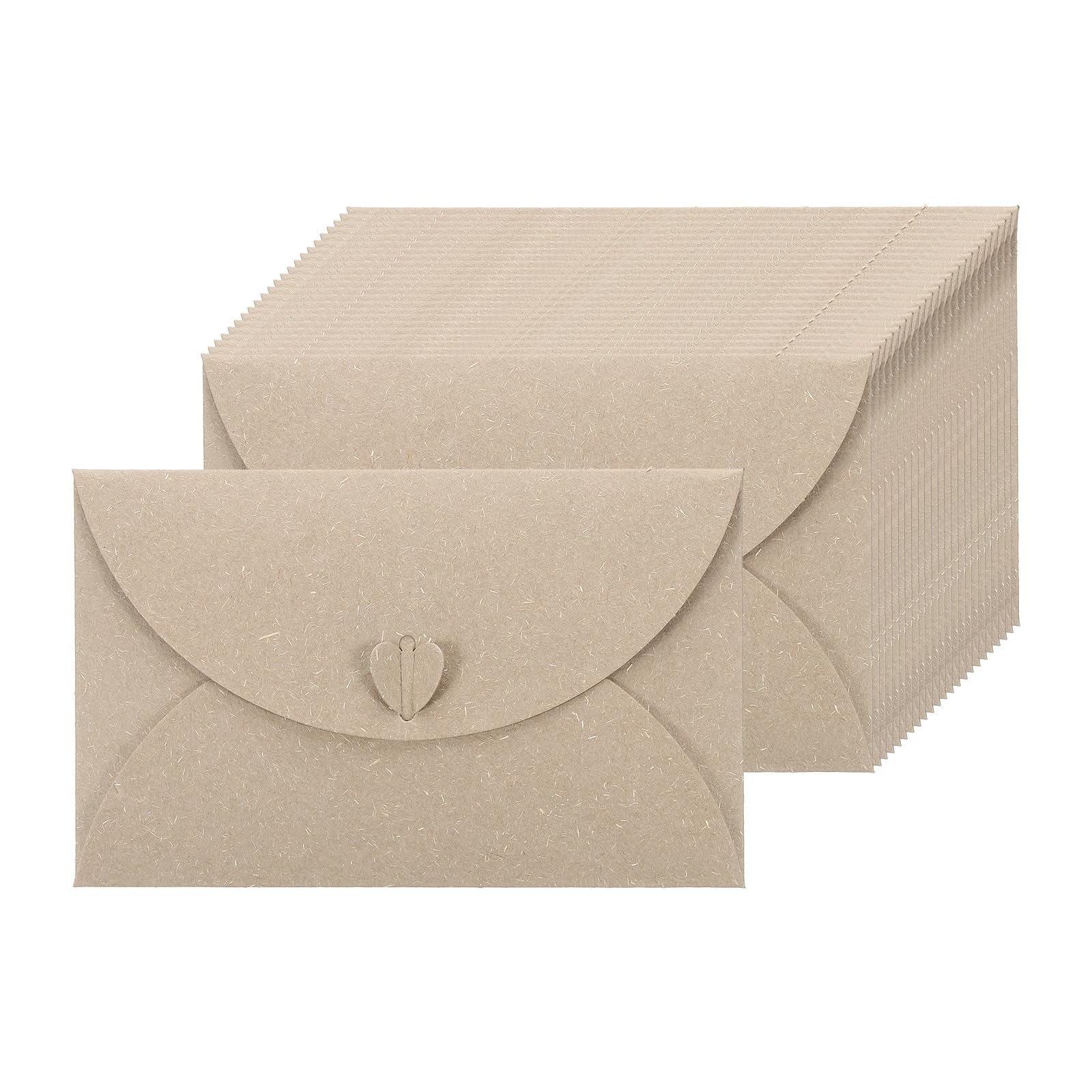 PATIKIL 24pcs Card Envelopes (110 x 175 mm) - Cute Envelopes Holder with Heart Shaped Clasp, for Business Party Greeting Invitation Birthday Weddings, Gray