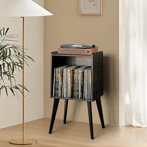 Miniatura 9 de Gannyfer Soporte para tocadiscos, almacenamiento minimalista de discos de vinilo con capacidad para hasta 160 álbumes, estante de exhibición de
