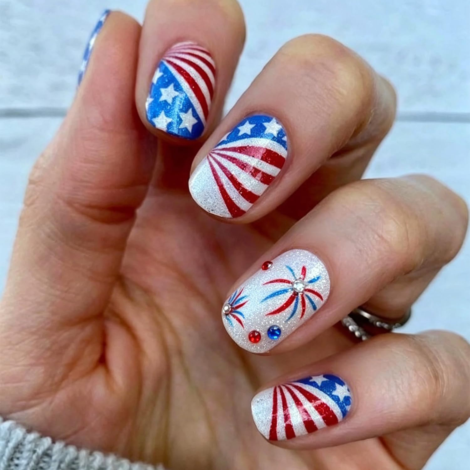 4th of July Press on Nails - Patriotic Acrylic Nail Kit