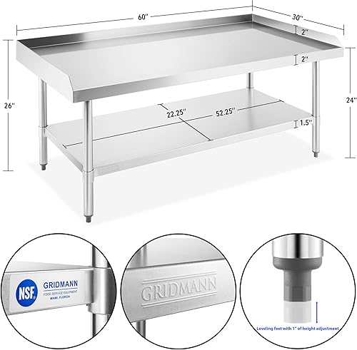 Miniatura 10 de GRIDMANN NSF - Mesa de acero inoxidable calibre 16 de 24 pulgadas de largo x 30 pulgadas de ancho x 24 pulgadas de alto, con estante inferior para