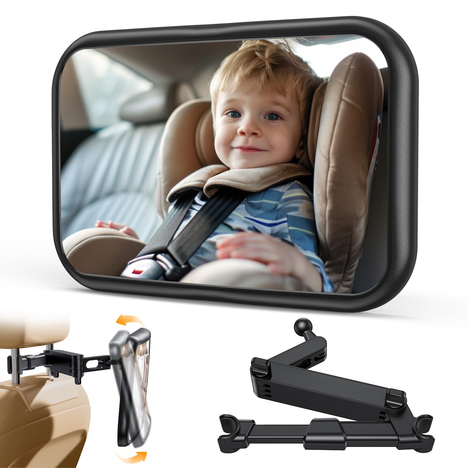 OMOTON Espejo Para Bebé En Coche Con Rotación 360° – Visión HD Para Ver Al Bebé Conduciendo