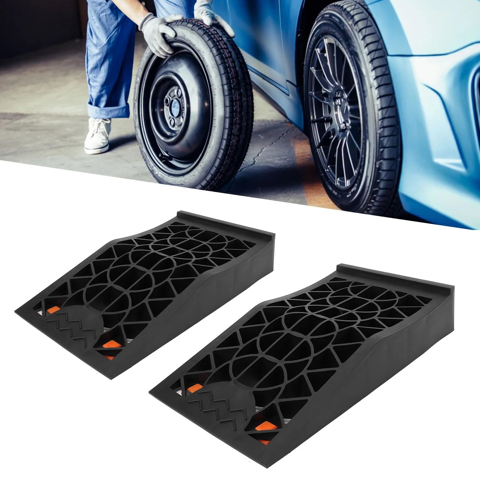Gato para Coche Kit Rampas para automóviles Estabilidad Mejorada Capacidad de Carga de 12300 Libras Rampa Firme para Mantenimiento de vehículos y elevación Segura
