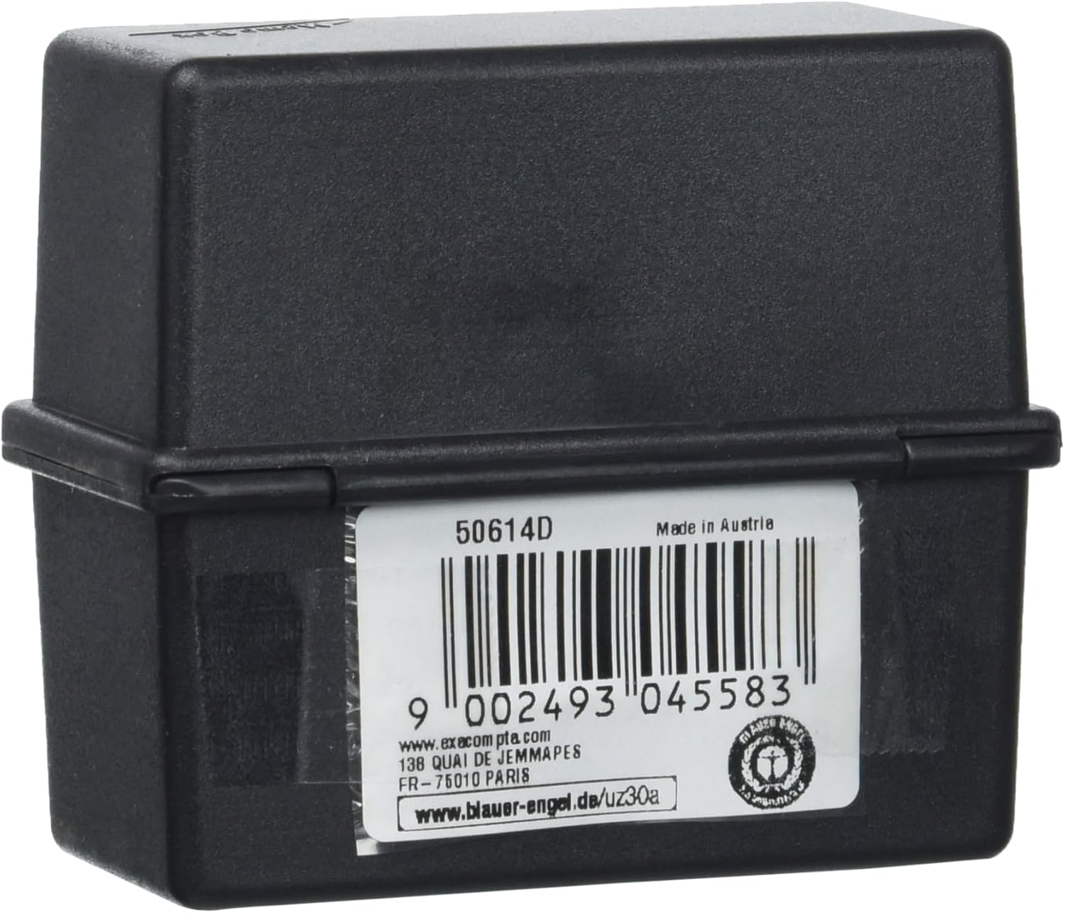 Exacompta - Ref 50614D - Office Memo-Box - 49 x 88 x 77mm in Size, Suitable for A8 Business Cards, Snap Lock Closure, 100 x A8 Business Cards & Index Supplied - Black