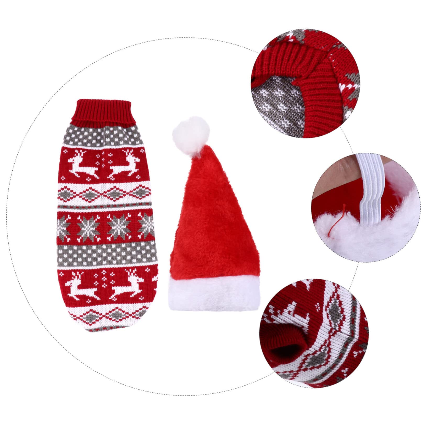 HMJGDHX 2 Pezzi di Renne per Animali Domestici Maglione e Cappello Natalizi per Cani Caldi per Cuccioli per Abiti Natalizi per Animali Domestici e Occasioni Invernali