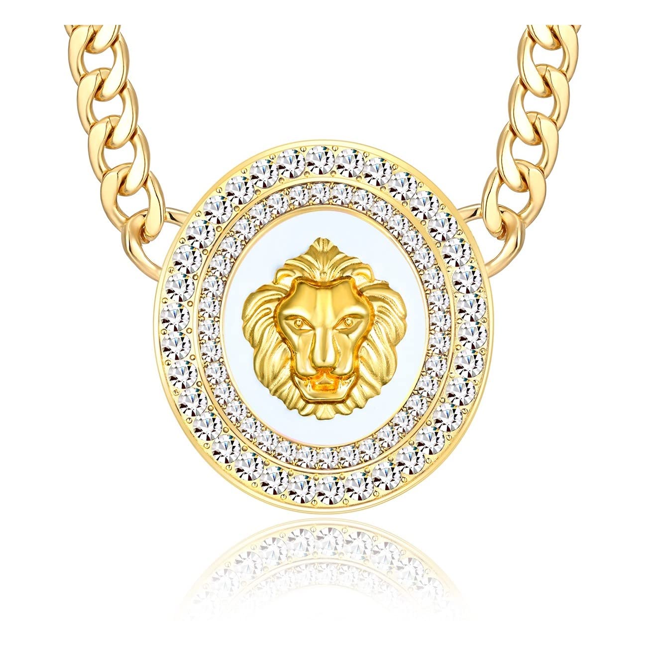 Collier ras du cou lion doré d'exception au design cristal ciselé