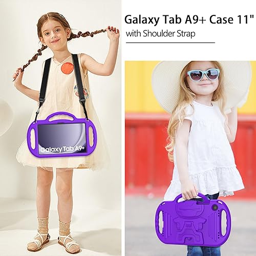 Miniatura 3 de LTROP Funda para Samsung Galaxy Tab A9 Plus 2023 de 11 pulgadas (modelo SM-X210X216X218) con asa de correa para el hombro y soporte, funda a prueba