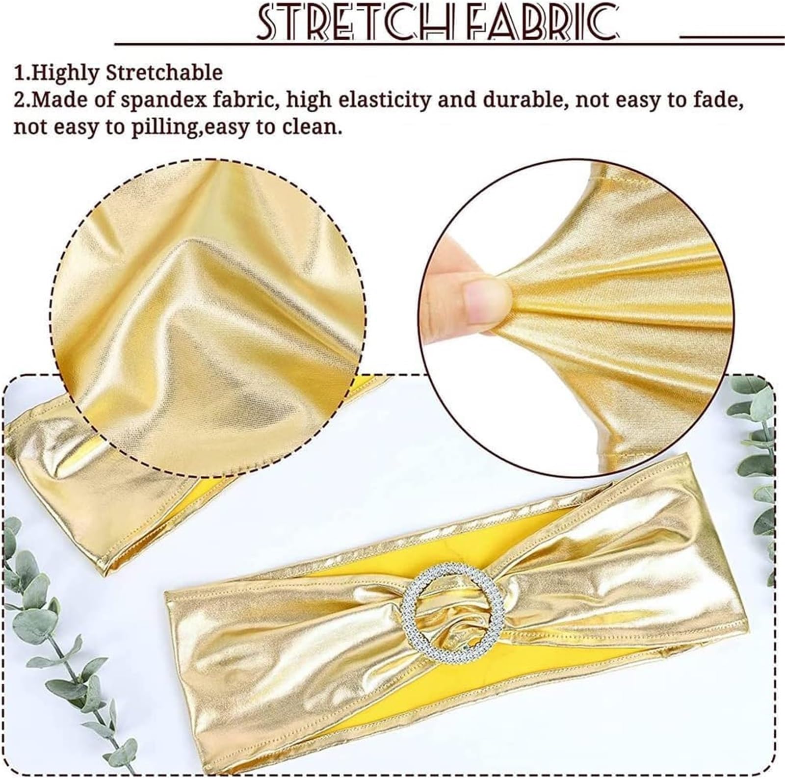 Kokardy na krzesła weselne,Eleganckie szarfy, 10 sztuk elastycznych rozciągliwych pokrowców na krzesła Spandex, kokardki na wesele, dekoracja krzesła Lycra(Rose Gold)