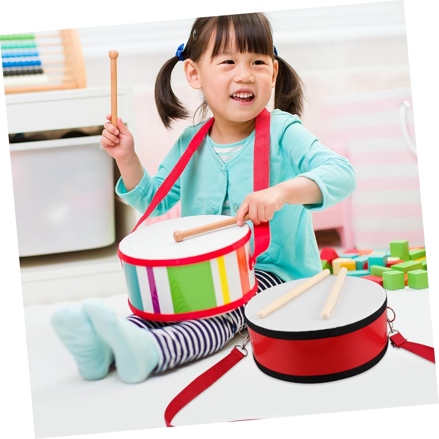 Abaodam 1 Set Red Marching Snare Drum for Strap Lightweight Hand Drum Enhances Rhythm Skills and Musical Exploration for School Performances and Outdoor Activities
