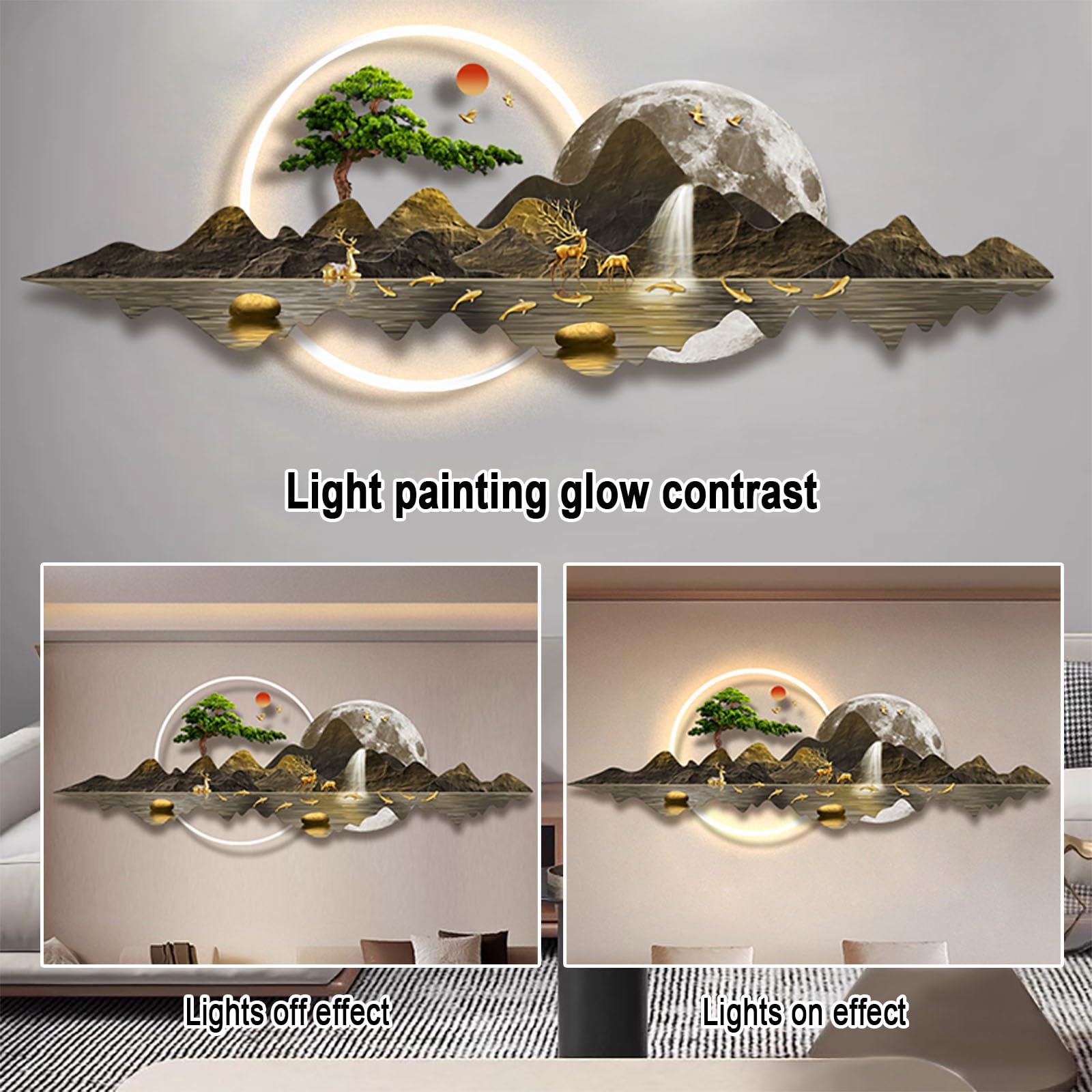 3D LED Wandkunst Moderne Wohndeko - Beleuchtetes Design für Wohnzimmer Schlafzimmer