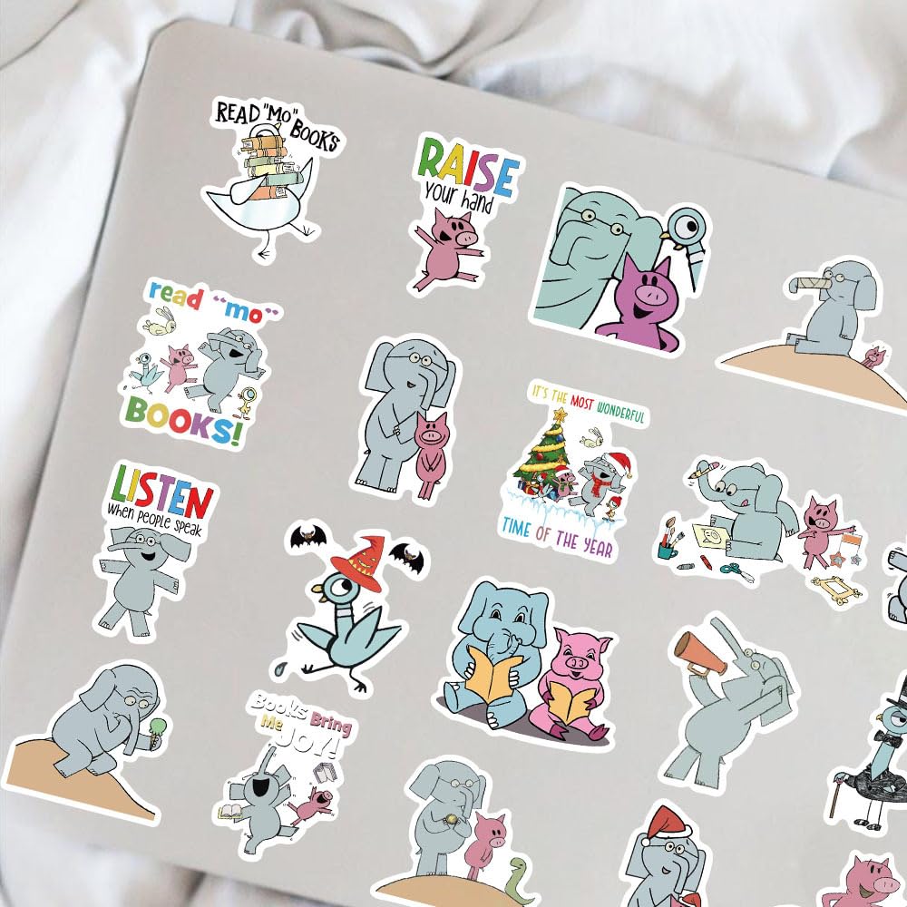 Amazon.com: 50pcs Elephant and Piggie Stickers Vinyl Waterproof Stickers  for Water Bottle Laptop Phone Skateboard Car Decals Gifts for Kids Teens  Adults for Party Supplies Decor : Toys & Games