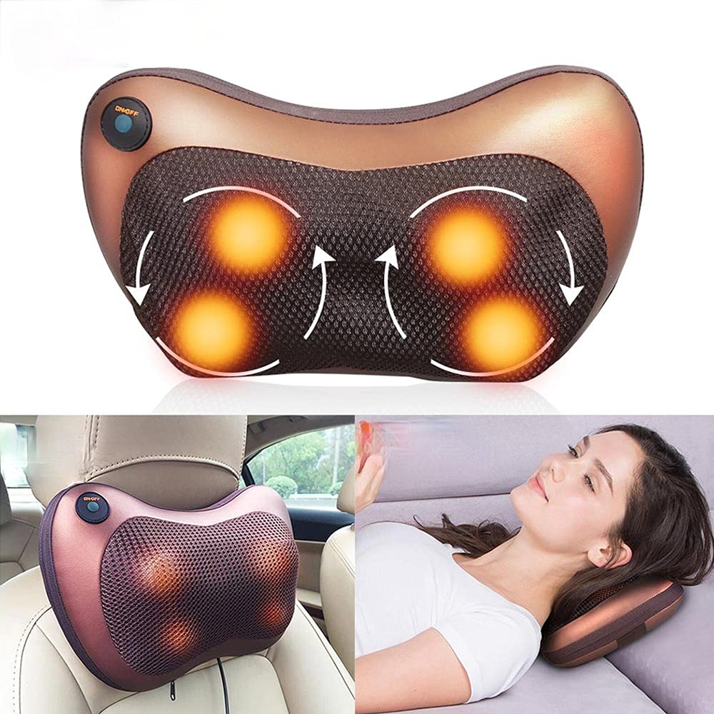 Neck Back Massager Massage Pillow with Heat, Deep Tissue Kneading Massager for Shoulder, Lower Back, Leg, Foot, Muscle Pain Relief, Best Relaxation Gifts in Home Office and Car