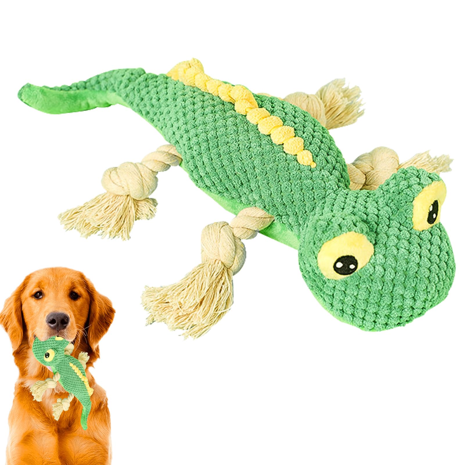 Juguetes de cuerda de felpa para perros, juguetes interactivos para perros lagarto de peluche, ecológico, antimordeduras, juguete suave y chirriante para perros pequeños y medianos Bellv