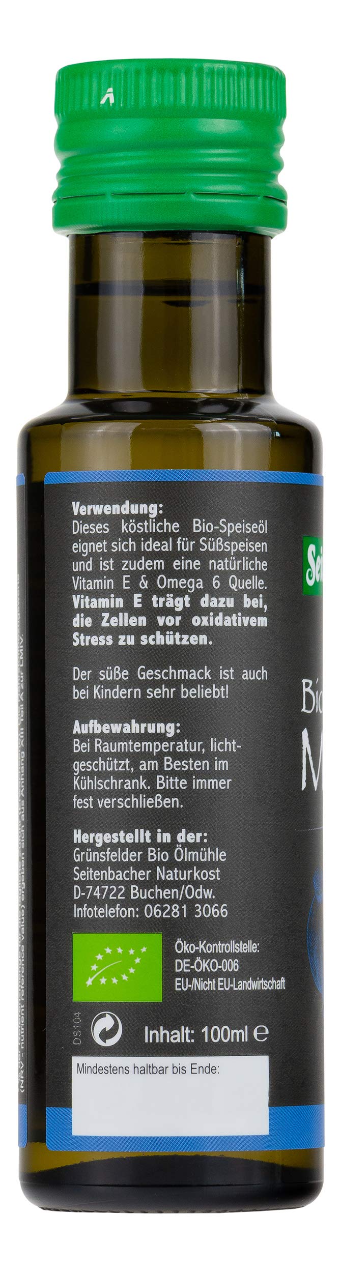 Seitenbacher Gourmet Bio Mohn Öl I kaltgepresst I 1 Pressung I nativ I 4er Pack (4 x 100 ml)…
